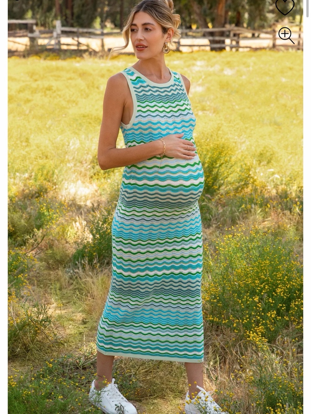 Pink Blush Jade Chevron Round Neck Knit Maternity Dress
